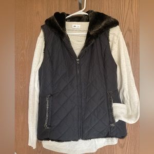 KRISTEN BLAKE Faux Fur Animal Print Reversible Vest, size M